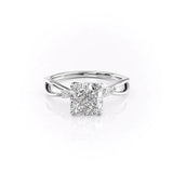 Three Stone Cushion & Marquise Cut Moissanite Engagement Ring