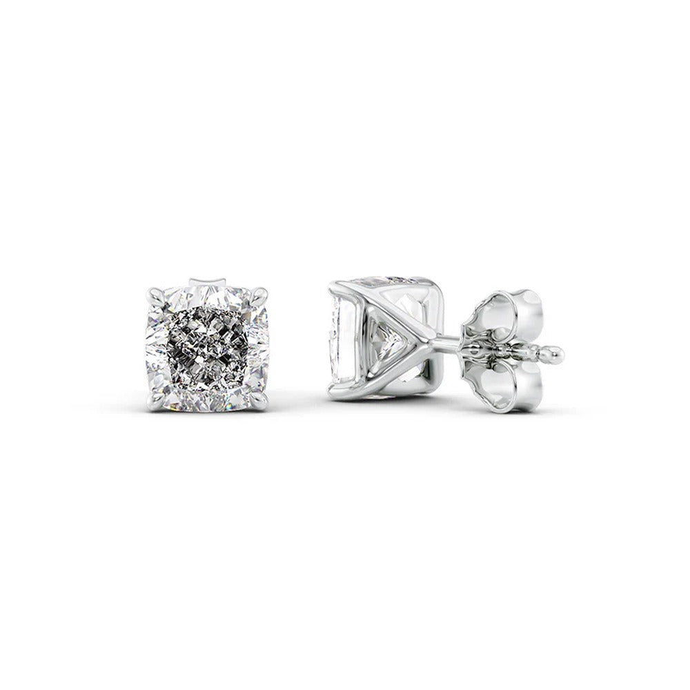 Cushion Cut Moissanite Diamond Solitaire Stud Earring