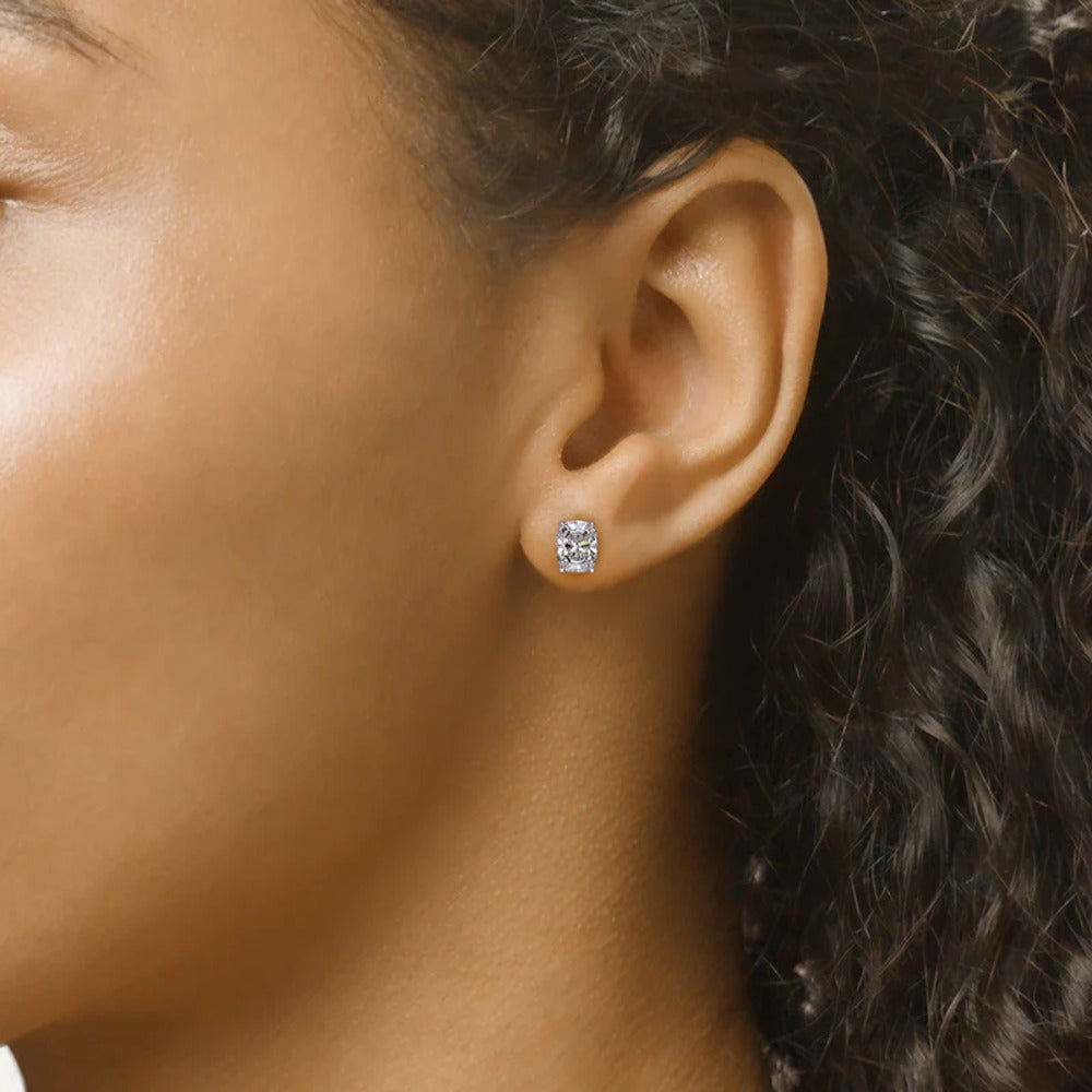 Moissanite Elongated Cushion Solitaire Stud Earring