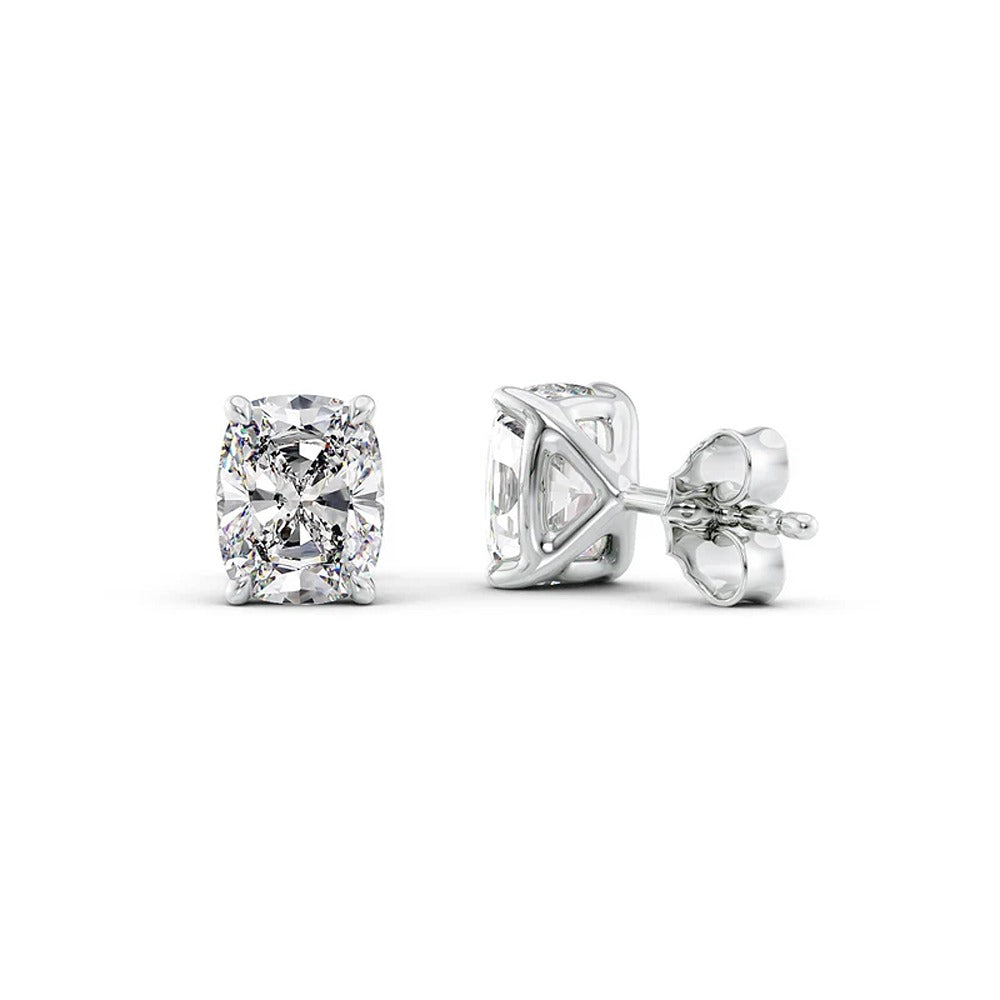 Moissanite Elongated Cushion Solitaire Stud Earring