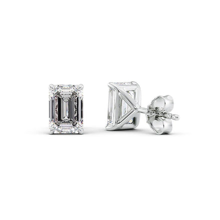 Lab Created Emerald Cut Solitaire Moissanite Earring For Women