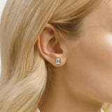 Lab Created Emerald Cut Solitaire Moissanite Earring For Women
