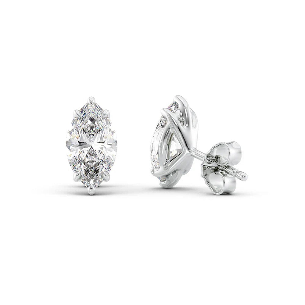 Six Prong Marquise Cut Moissanite Solitaire Stud Earring