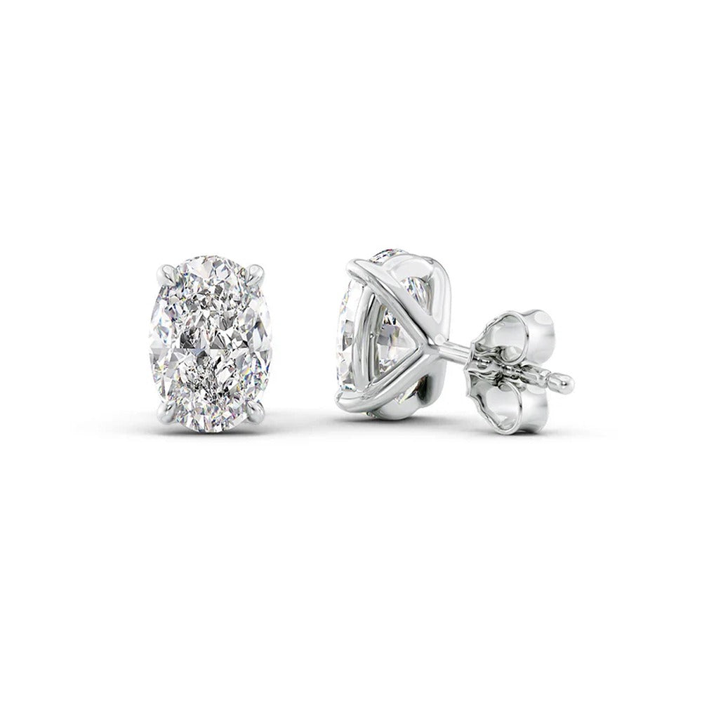 Solitaire Moissanite Oval Cut Stud Push Back Earring