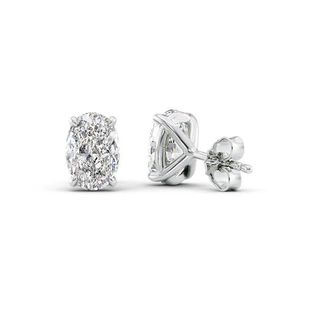 Solitaire Moissanite Oval Cut Stud Push Back Earring