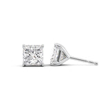 Colorless Moissanite Princess Cut Solitaire Stud Earring