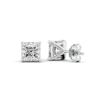 Colorless Moissanite Princess Cut Solitaire Stud Earring