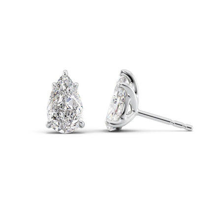 Stud Push Back Solitaire Moissanite Pear Cut Earrings