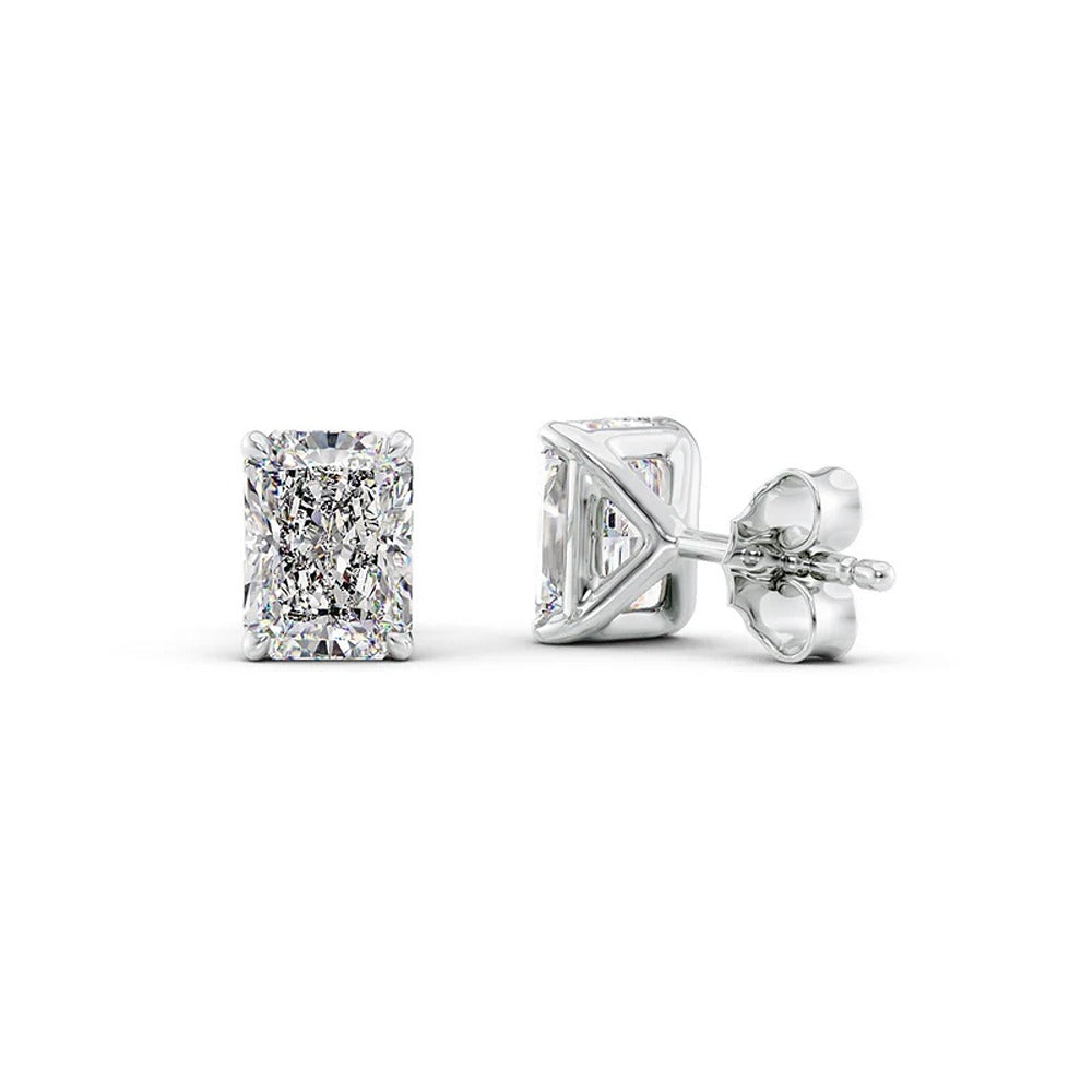 Radiant Cut Moissanite Solitaire Stud Earring Gift For Her