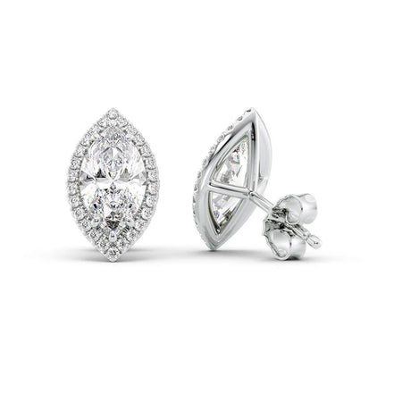 Marquise Cut Moissanite Halo Stud Earring Gift For Women