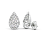 D Color Moissanite Pear Cut Halo Style Stud Earring