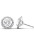Round Cut Moissanite Halo Stud Push Back Earrings For Women