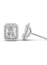 Radiant Cut Halo Moissnite Diamond Stud Earring