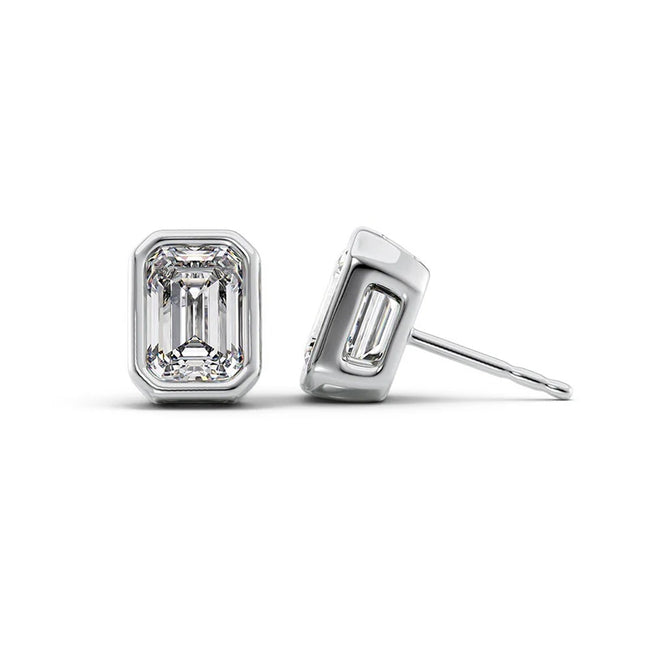 Moissanite Solitaire Emerald Cut Stud Earring Gift For Women