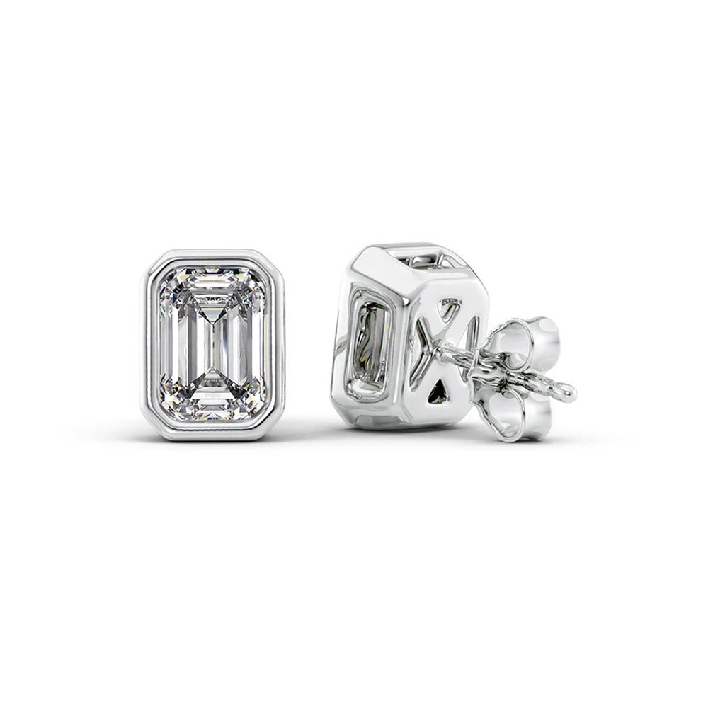 Moissanite Solitaire Emerald Cut Stud Earring Gift For Women