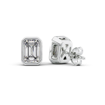Moissanite Solitaire Emerald Cut Stud Earring Gift For Women