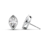 Moissanite Marquise Cut Solitaire Bezel Set Earring