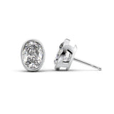 Oval Cut Moissanite Solitaire Bezel Set Push Back Earring