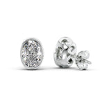 Oval Cut Moissanite Solitaire Bezel Set Push Back Earring