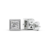 Moissanite Princess Cut Bezel Set Stud Earring Gift For Her