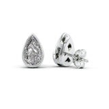 Pear Cut Moissanite Solitaire Bezel Set Stud Earring Gift For Her