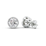 Round Cut Bezel Set Solitaire Moissanite Stud Earring