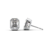 Bezel Set Radiant Cut Moissanite Diamond Stud Earring
