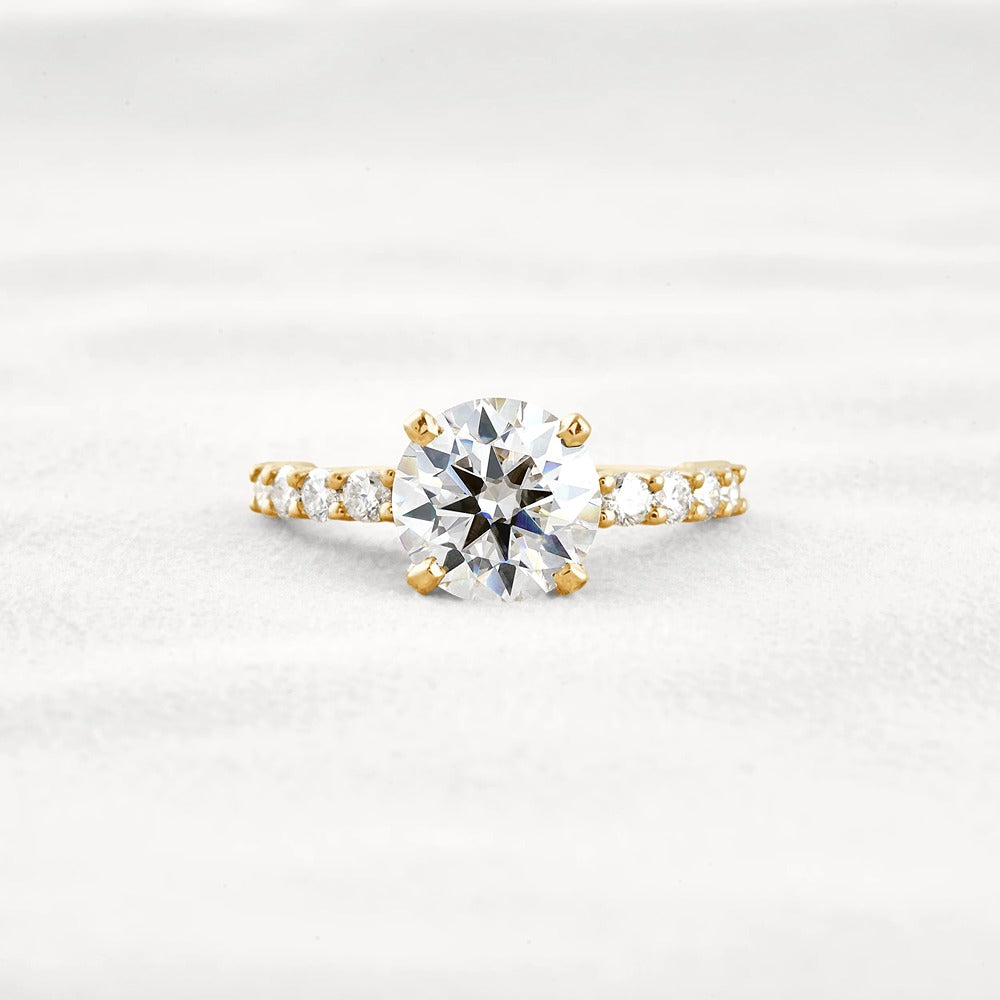 Round Cut Moissanite Hidden Accent Engagement Ring