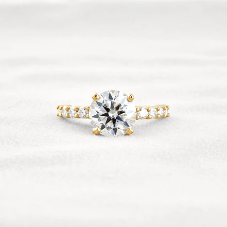 Round Cut Moissanite Hidden Accent Engagement Ring