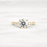 Round Cut Moissanite Hidden Accent Engagement Ring