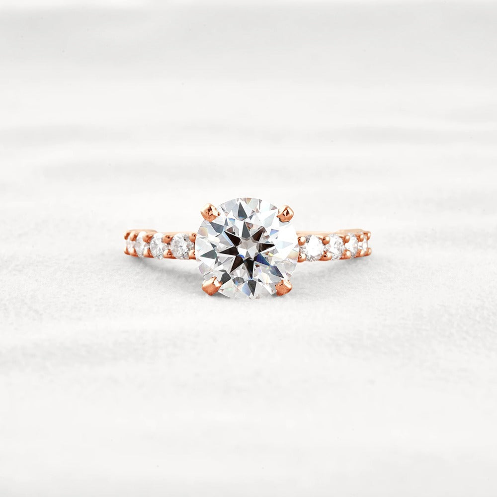 Round Cut Moissanite Hidden Accent Engagement Ring