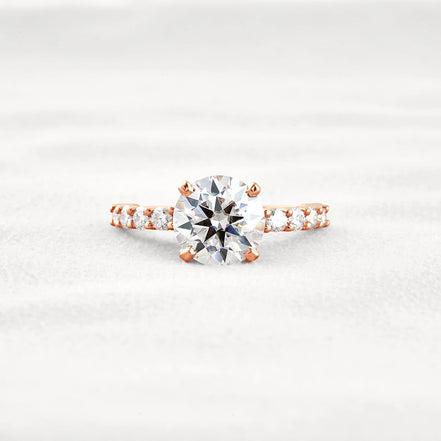 Round Cut Moissanite Hidden Accent Engagement Ring