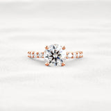 Round Cut Moissanite Hidden Accent Engagement Ring