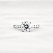 Round Cut Moissanite Hidden Accent Engagement Ring