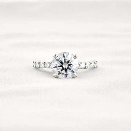 Round Cut Moissanite Hidden Accent Engagement Ring