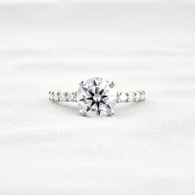 Round Cut Moissanite Hidden Accent Engagement Ring