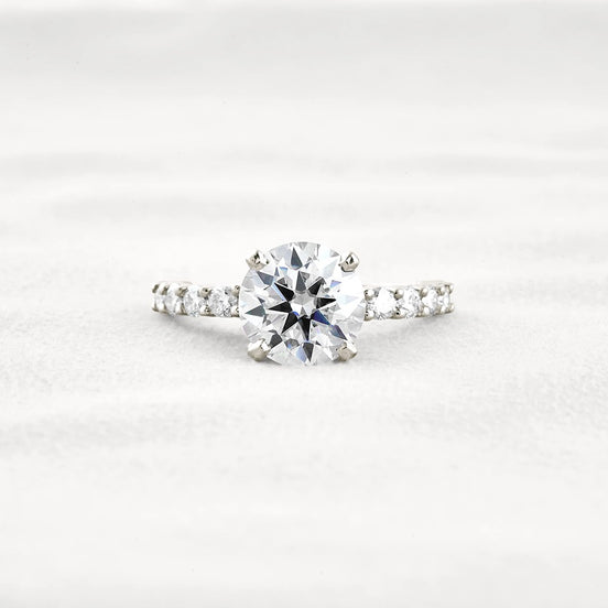 Round Cut Moissanite Hidden Accent Engagement Ring