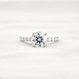 Round Cut Moissanite Hidden Accent Engagement Ring