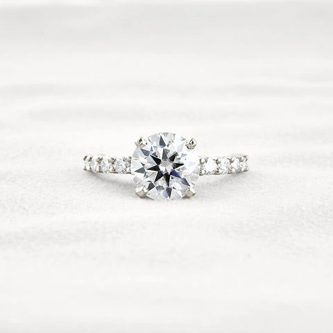 Round Cut Moissanite Hidden Accent Engagement Ring