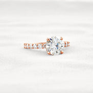 Round Cut Moissanite Hidden Accent Engagement Ring