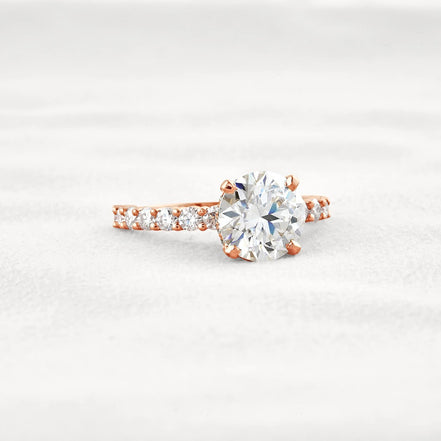 Round Cut Moissanite Hidden Accent Engagement Ring