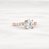Round Cut Moissanite Hidden Accent Engagement Ring