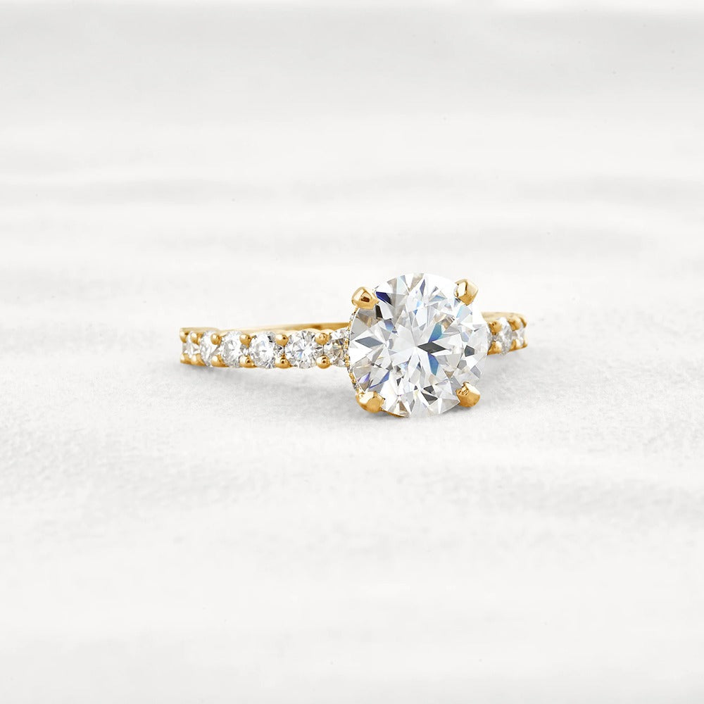 Round Cut Moissanite Hidden Accent Engagement Ring