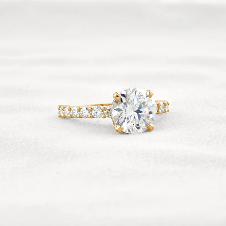 Round Cut Moissanite Hidden Accent Engagement Ring