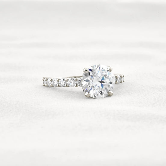 Round Cut Moissanite Hidden Accent Engagement Ring