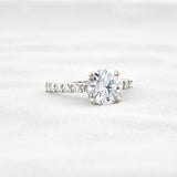 Round Cut Moissanite Hidden Accent Engagement Ring