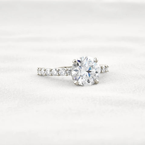 Round Cut Moissanite Hidden Accent Engagement Ring