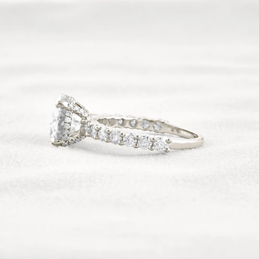 Round Cut Moissanite Hidden Accent Engagement Ring
