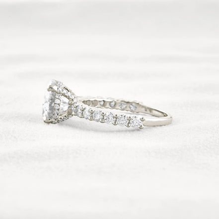 Round Cut Moissanite Hidden Accent Engagement Ring