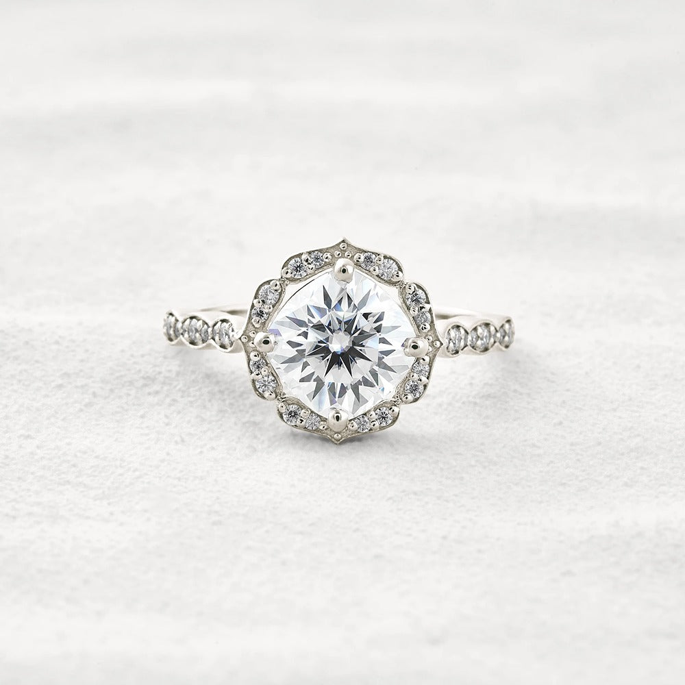 Vintage Moissanite Diamond Cushion Cut Promise Ring